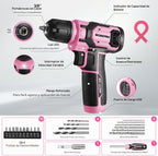 WORKPRO Taladro eléctrico de 8 V, juego de herramientas rosa para mujeres, taladro inalámbrico