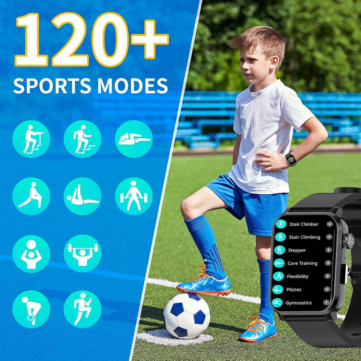 Reloj inteligente para niños y niñas, reloj HD de 1.83 pulgadas con función de llamada, juegos, podómetro, frecuencia cardíaca, SpO2, monitor de sueño y estrés, más de 120 modos deportivos
