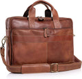 Maletín de cuero para laptop de 18 pulgadas, bolsas mensajeras para hombres y mujeres, mejor maletín de oficina, bolsa tipo satchel (marrón claro)