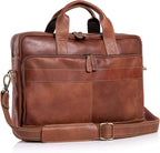 Maletín de cuero para laptop de 18 pulgadas, bolsas mensajeras para hombres y mujeres, mejor maletín de oficina, bolsa tipo satchel (marrón claro)