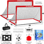 Portería de fútbol, portería de fútbol para niños en el patio trasero, 2 unidades, redes de fútbol portátiles de 4 x 3/6 x 4 pies con objetivo, pelota y conos, equipo de entrenamiento de