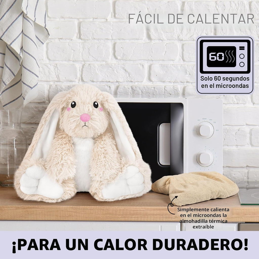 Happy Fuel - Peluche de conejo para microondas, Conejito marfil