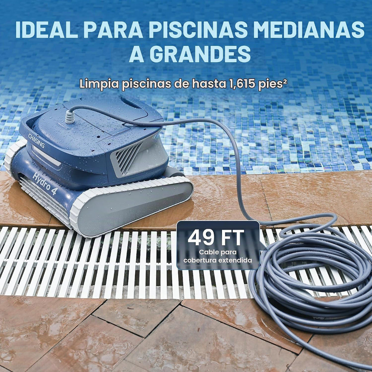 Hydro 4 - Limpiador robótico de piscina con cable, cable de 49 pies