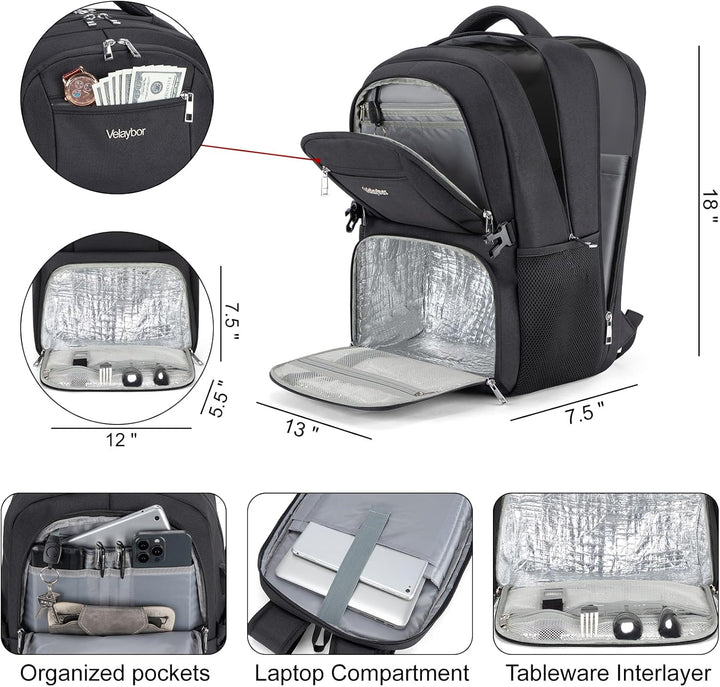Velaybor Mochila de almuerzo aislada para laptop de 17 pulgadas, mo...