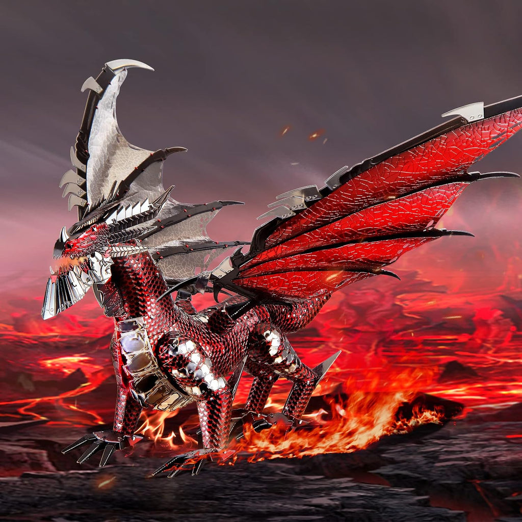 Piececool 3D Metal Model Kits - Dragon King negro, rompecabezas 3D DIY para adultos, rompecabezas de ingenio para adolescentes, gran regalo de cumpleaños y Año Nuevo, 107 piezas