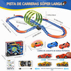 Juego de pistas de carreras de autos de juguete brillante, 71 pistas que