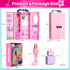 UCanaan Juego de ropa y accesorios para muñecas de 180 piezas, 180 unidades rosa
