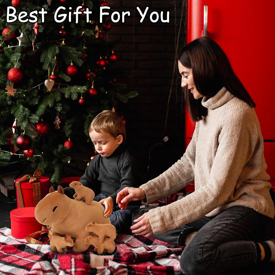 SQEQE Capybara - Peluche de mamá con 4 lindos animales de peluche C...