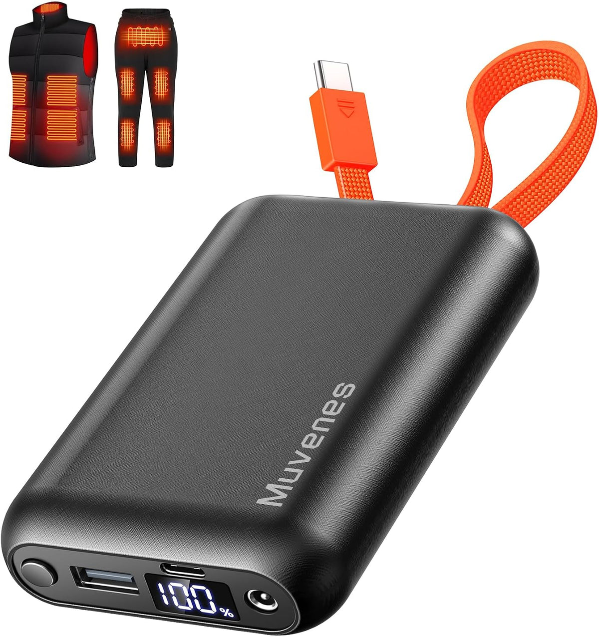 Muvenes Batería de chaleco térmico de 7.4 V 20000 mAh, batería para...