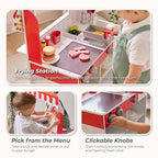 Teamson Kids Flip & Fry Burger Shop Playset para Kids Age 3+
