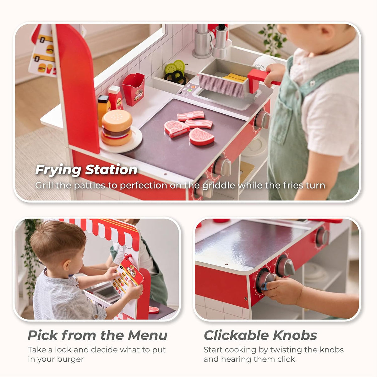 Teamson Kids Flip & Fry Burger Shop Playset para Kids Age 3+
