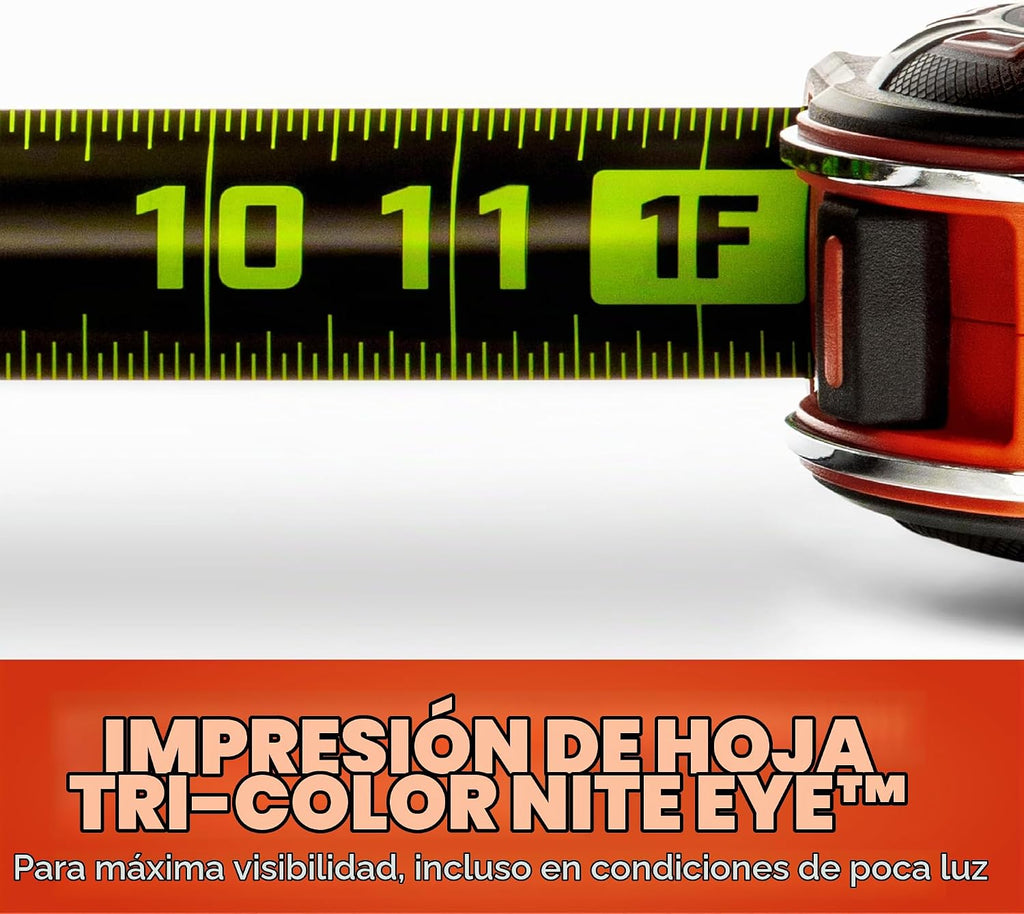 Cinta métrica Crescent Lufkin de 25 pies SHOCKFORCE NITE EYE magnética | LM1325B-02