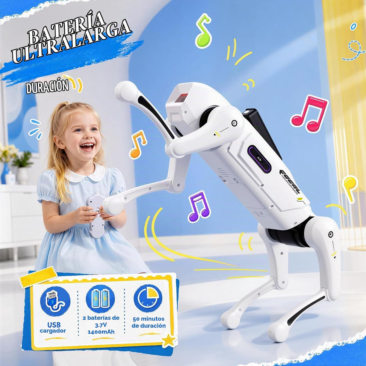 Juguete inteligente para perros robot con voz y control remoto, mascota