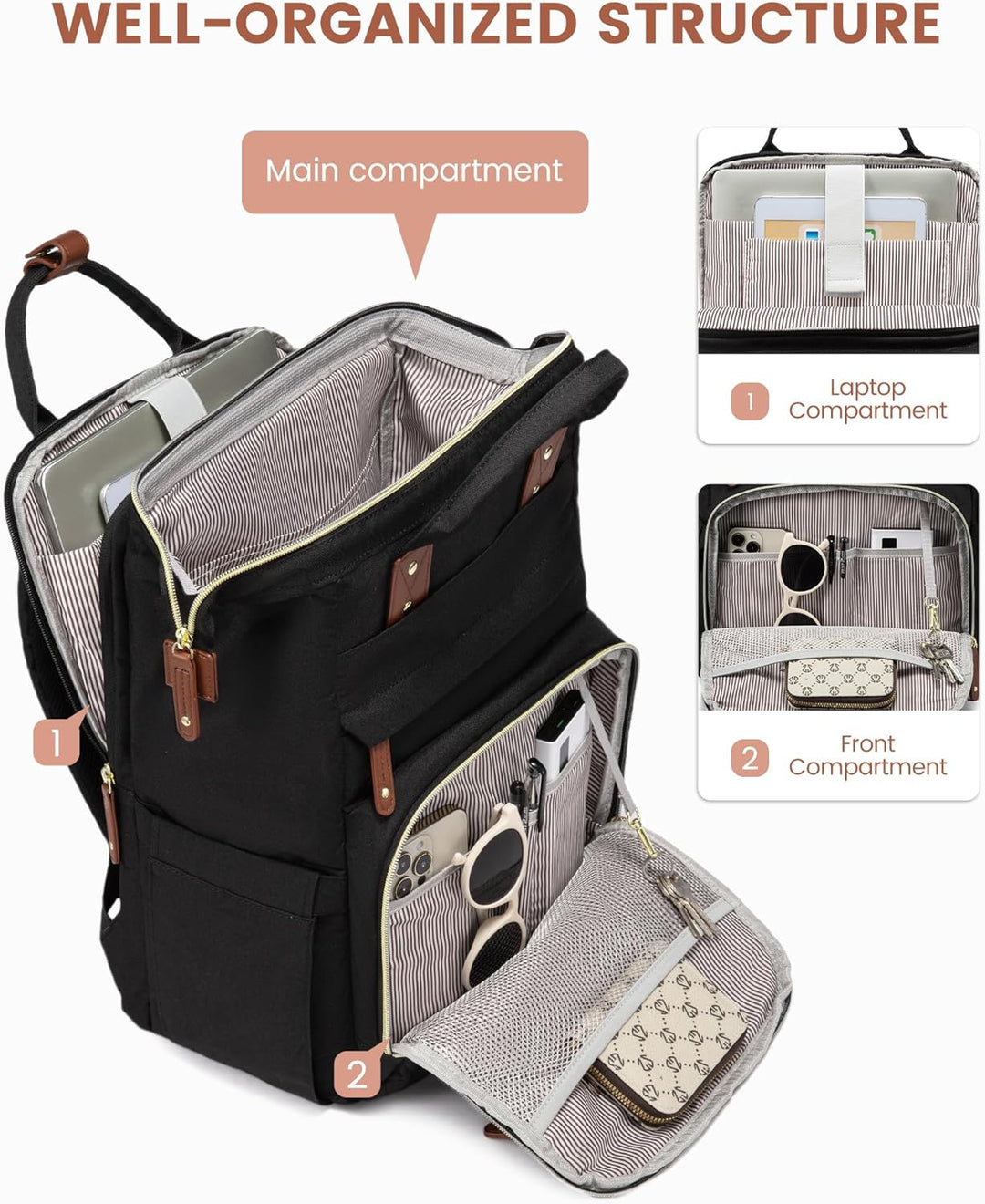 LOVEVOOK Mochila para laptop para mujer, 17.3 pulgadas, impermeable...