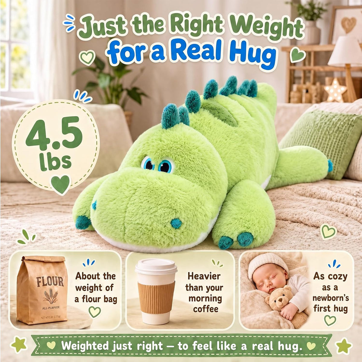 Dinosaurio de peluche para microondas, 20 pulgadas