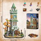 Juego de construcción de torre de reloj mágico con luz