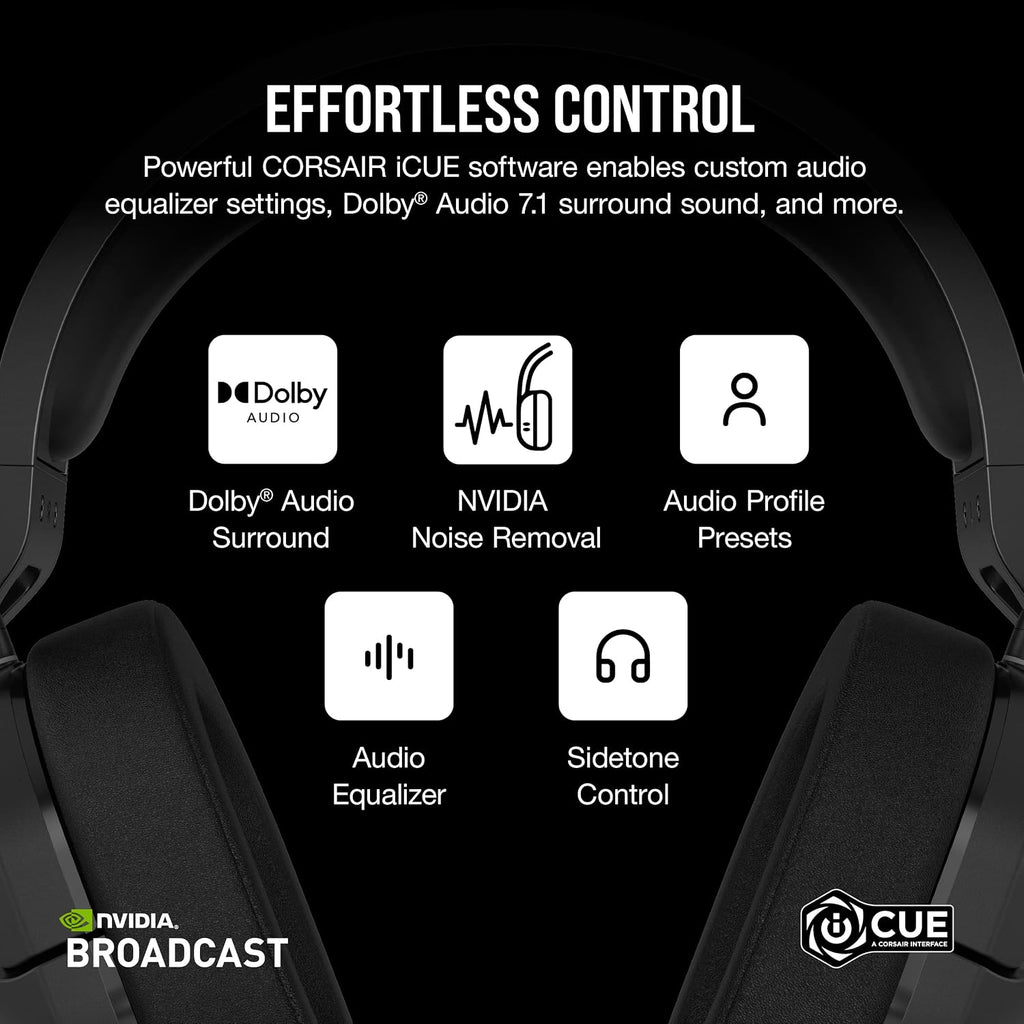 Corsair Auriculares inalámbricos para juegos ligeros multiplataforma HS55