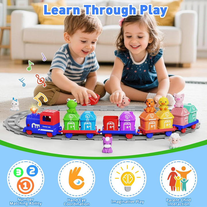 Juguetes de aprendizaje para niños de 1, 2, 3 años, juego de tren d...