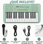 Piano de teclado de 32 teclas para niños con micrófono y altavoces