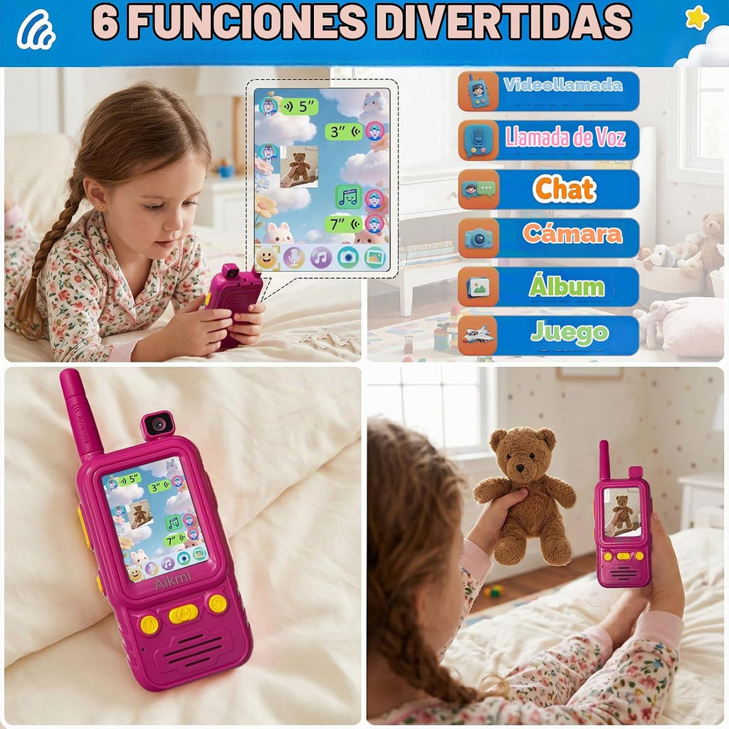 Aikmi Walkie Talkies en video para niños, juguete de camping para regalo de