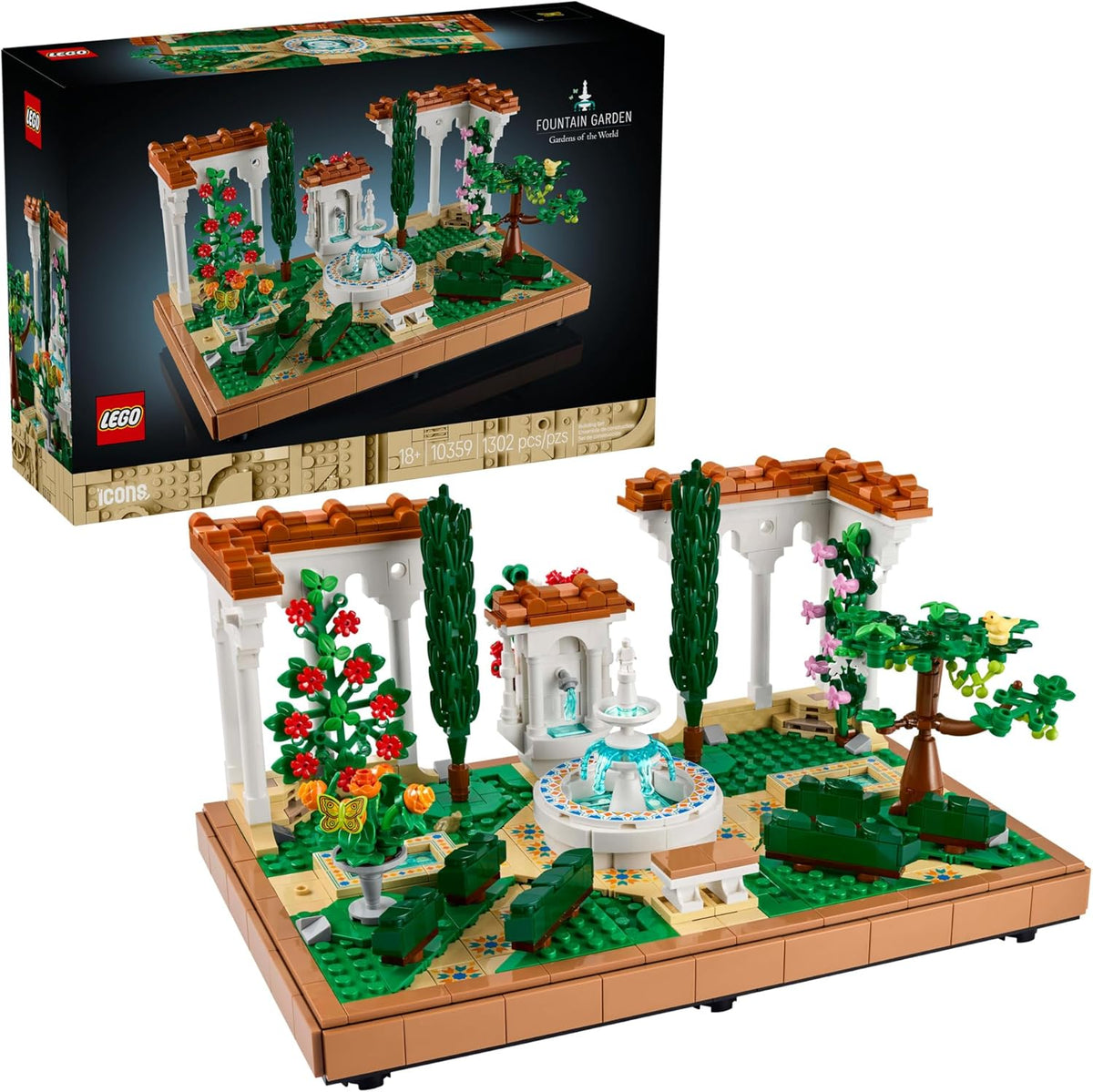 LEGO Icons Fountain Garden Building Set - Kit de bricolaje