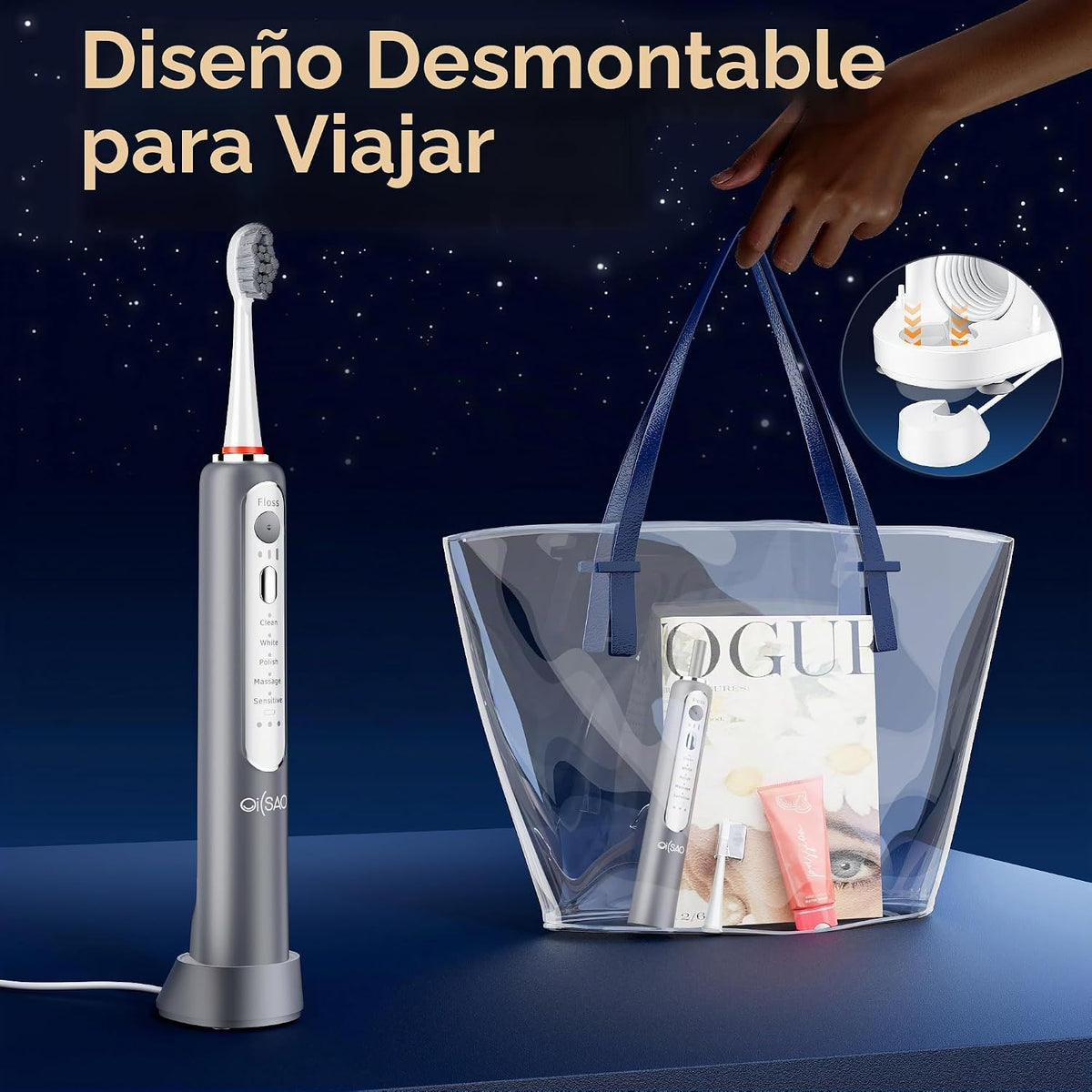 Cepillo de dientes eléctrico con hilo dental combinado, cepillo de dientes