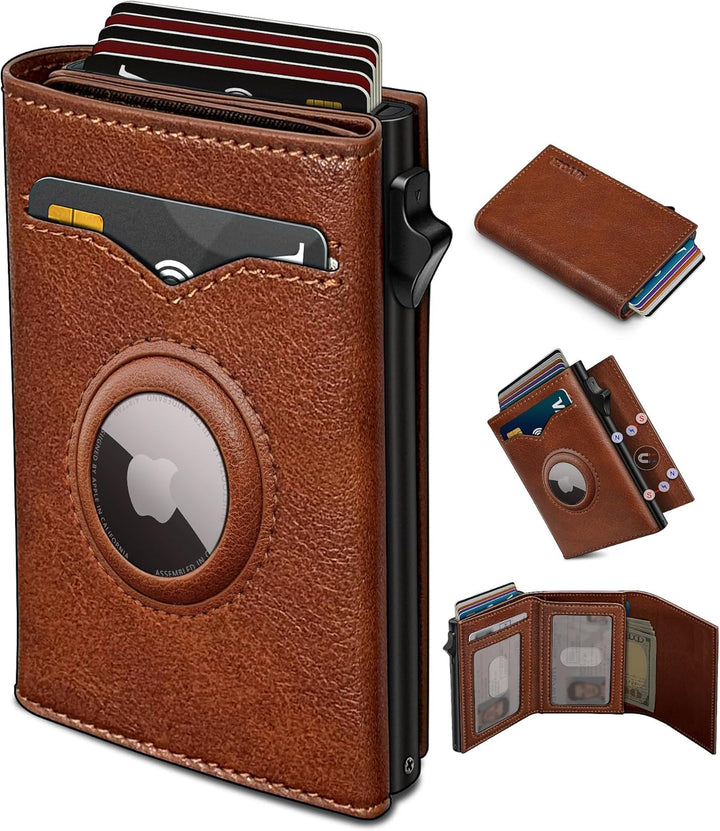 Cartera miyozi Airtag para hombre, con bolsillo para billetes, 2 ve...