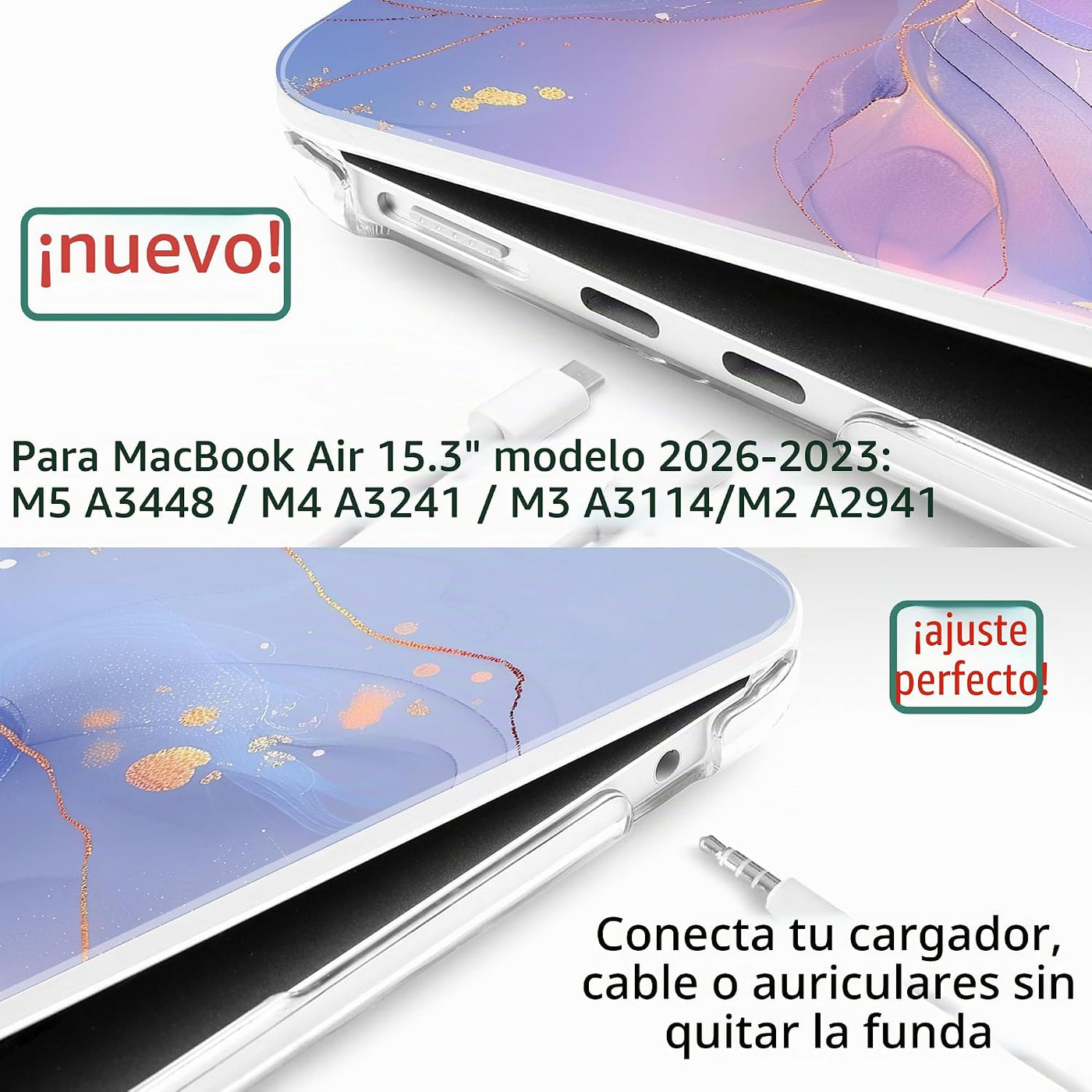 TWOLSKOO Funda para MacBook Air de 15 pulgadas 2026 2025 2024 2023...