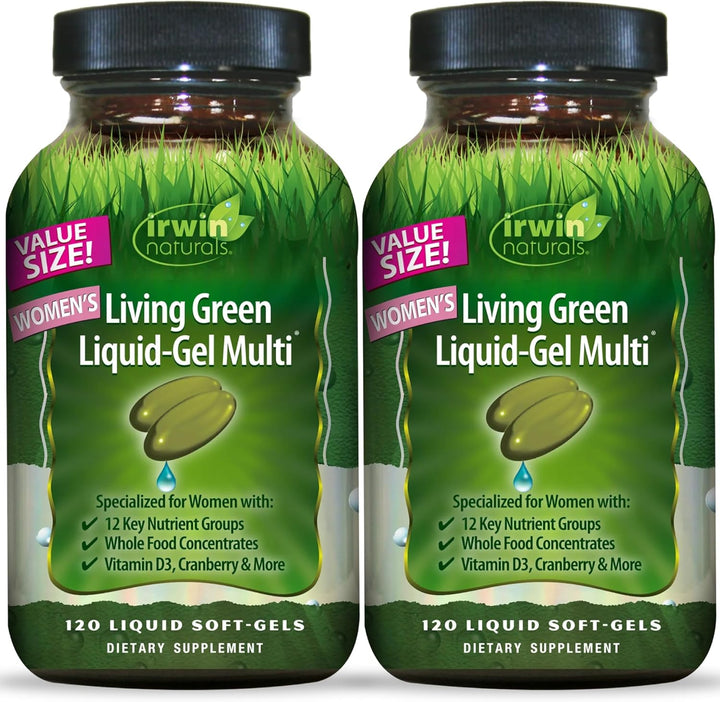 Irwin Naturals Women's Living Green Liquid Gel Multi \u2013 120 cáp...