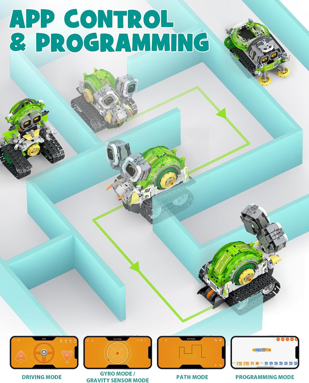 Opmind Kit de construcción de robot STEM RC 5 en 1, codificación de aplicaciones 478pcs, niños de 6 a 12 años