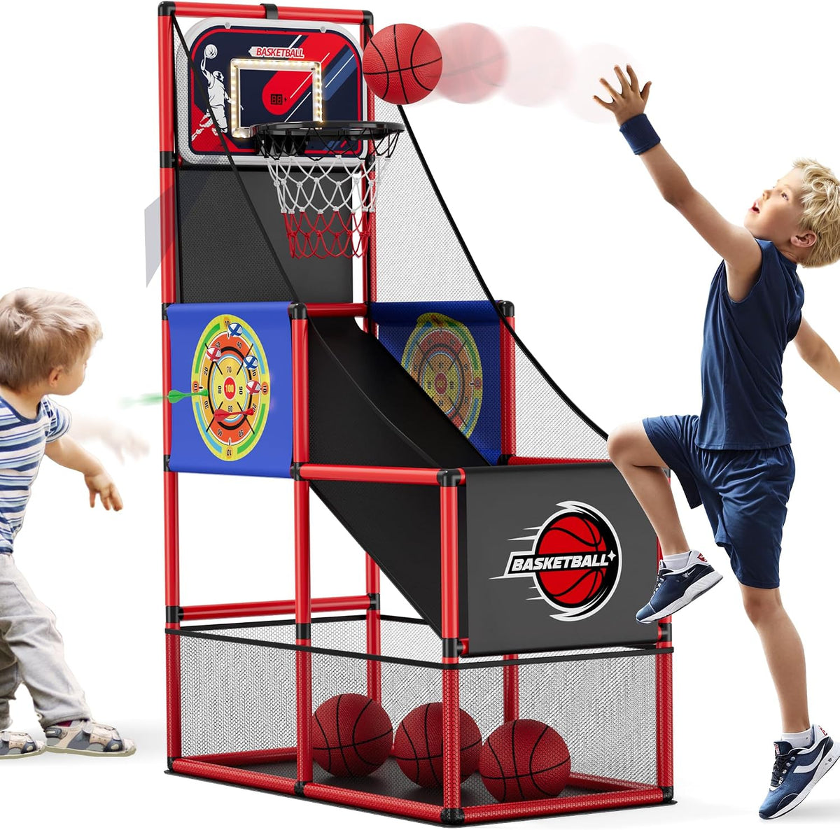 Juego de Baloncesto Arcade con Marcador Electrónico y Dardos