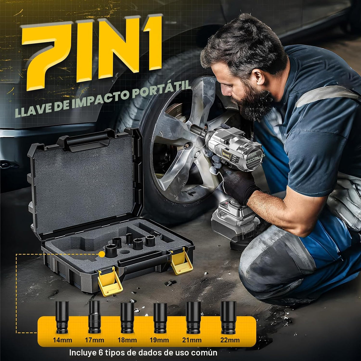 DIYtoolifz - Llave de impacto inalámbrica de 1500 Nm de 1/2 pulgada compatible con Dewalt 20V