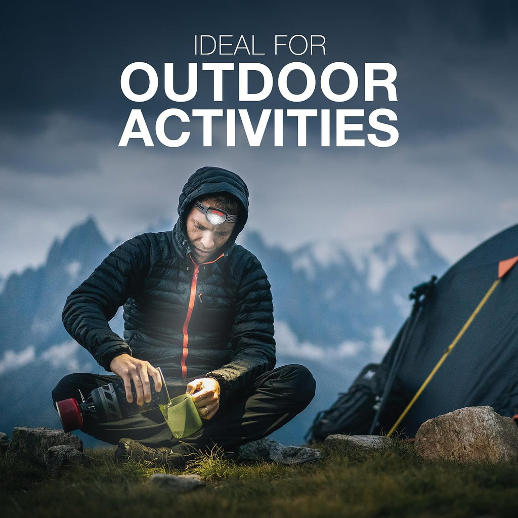 Lámpara Energizer Vision HD+ Linterna Frontal LED, Linterna Frontal Brillante Resistente al Agua con Enfoque Digital, Equipo de Campamento y Luz de Emergencia, Baterías Incluidas, Paquete de 1
