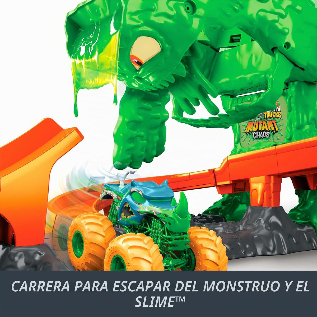 Hot Wheels Monster Trucks Mutant Monster Takedown Playset & Rhinomite