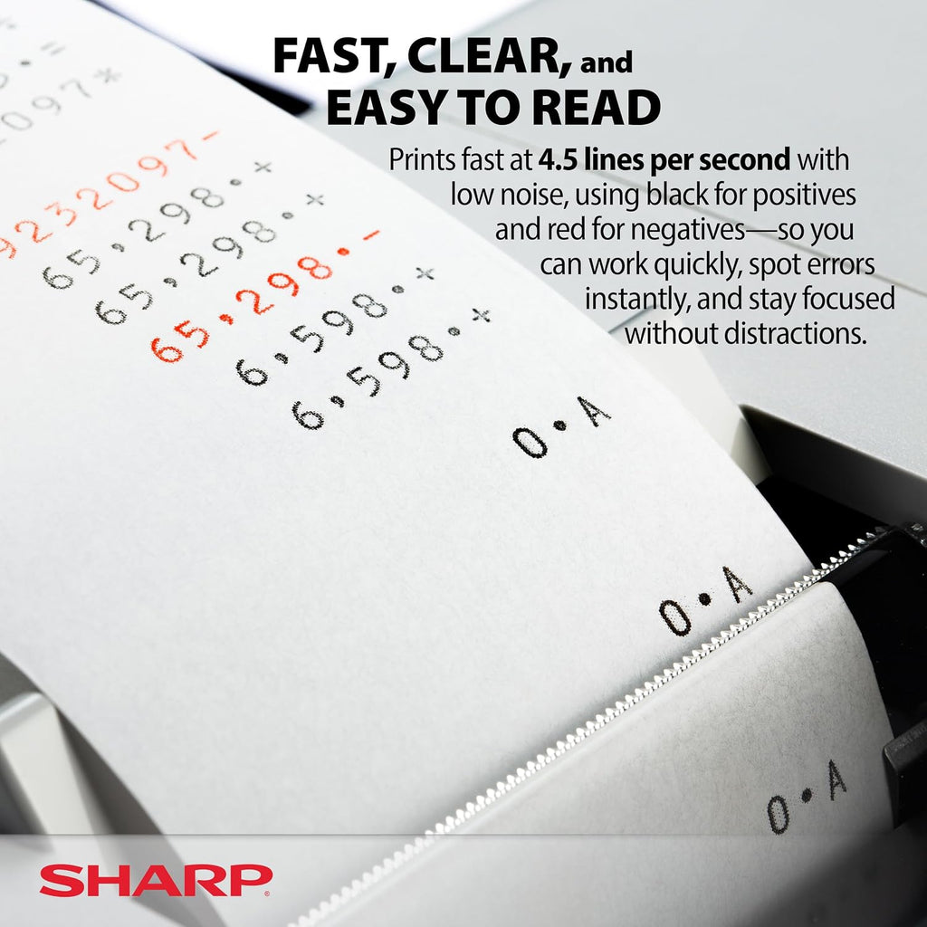 Sharp EL-1197PIII Calculadora de impresión a color de alta resistencia con reloj y calendario