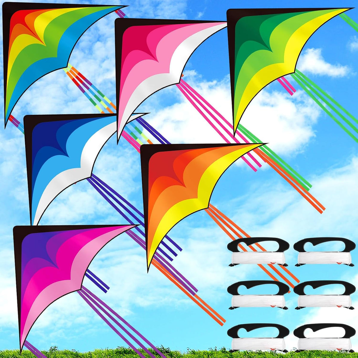Halloscume - Cometas Delta grandes para adultos de 57 pulgadas Rainbow