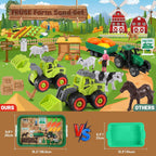 FRUSE Juguetes sensoriales de granja con kit de arena y tractor para niños