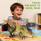 NEXBOX Juguetes de dinosaurio a control remoto para niños de 3 a 5 a 7 años, ideas de regalos de cumpleaños para niños, dinosaurio T-Rex grande a control remoto con control táctil, rugido realista