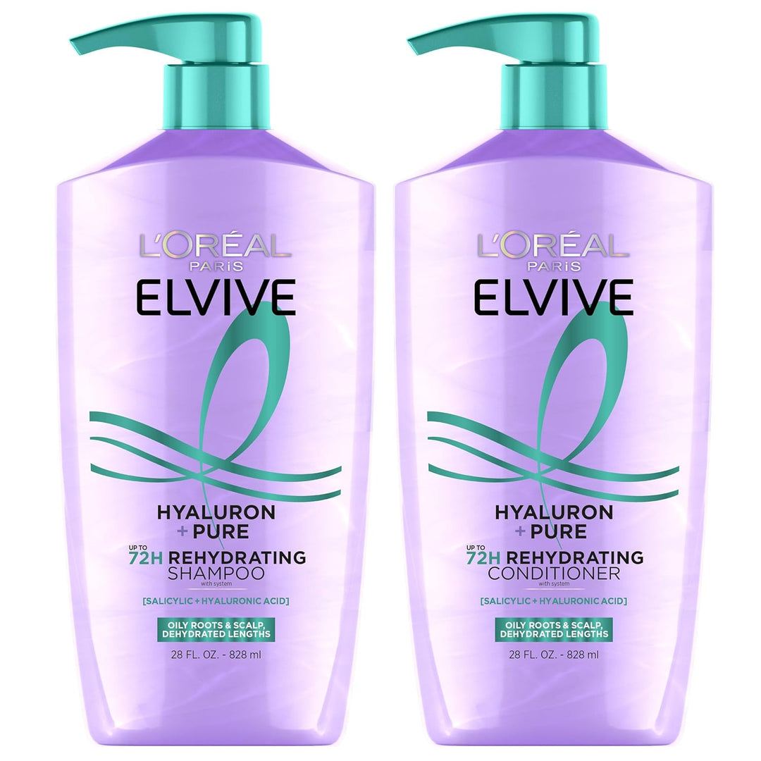 L'Oreal Paris Elvive Hyaluron + Pure - Juego de champú y acondi...
