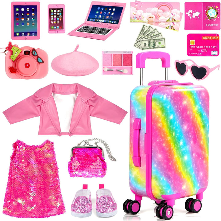 Accesorios de ropa para muñecas americanas de 18 pulgadas, maleta d...