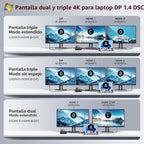 Estación de acoplamiento para portátil USB C Monitor dual con 2 HDMI 4K DP