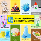 UNGLINGA 150 Experimentos Kit de Ciencias para Niños y Niñas, Juguetes Kit S.T.E.M Ideas de Regalos Cumpleaños Navidad, Química Romper Geodas, Volcán, Proyecto de Actividades Educativas de Física