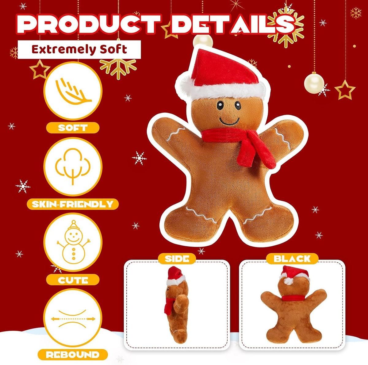 Poen - 4 almohadas de peluche de 10 pulgadas con diseño de hombre de