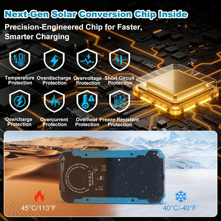 Cargador solar portátil, batería inalámbrica de carga rápida, entra...