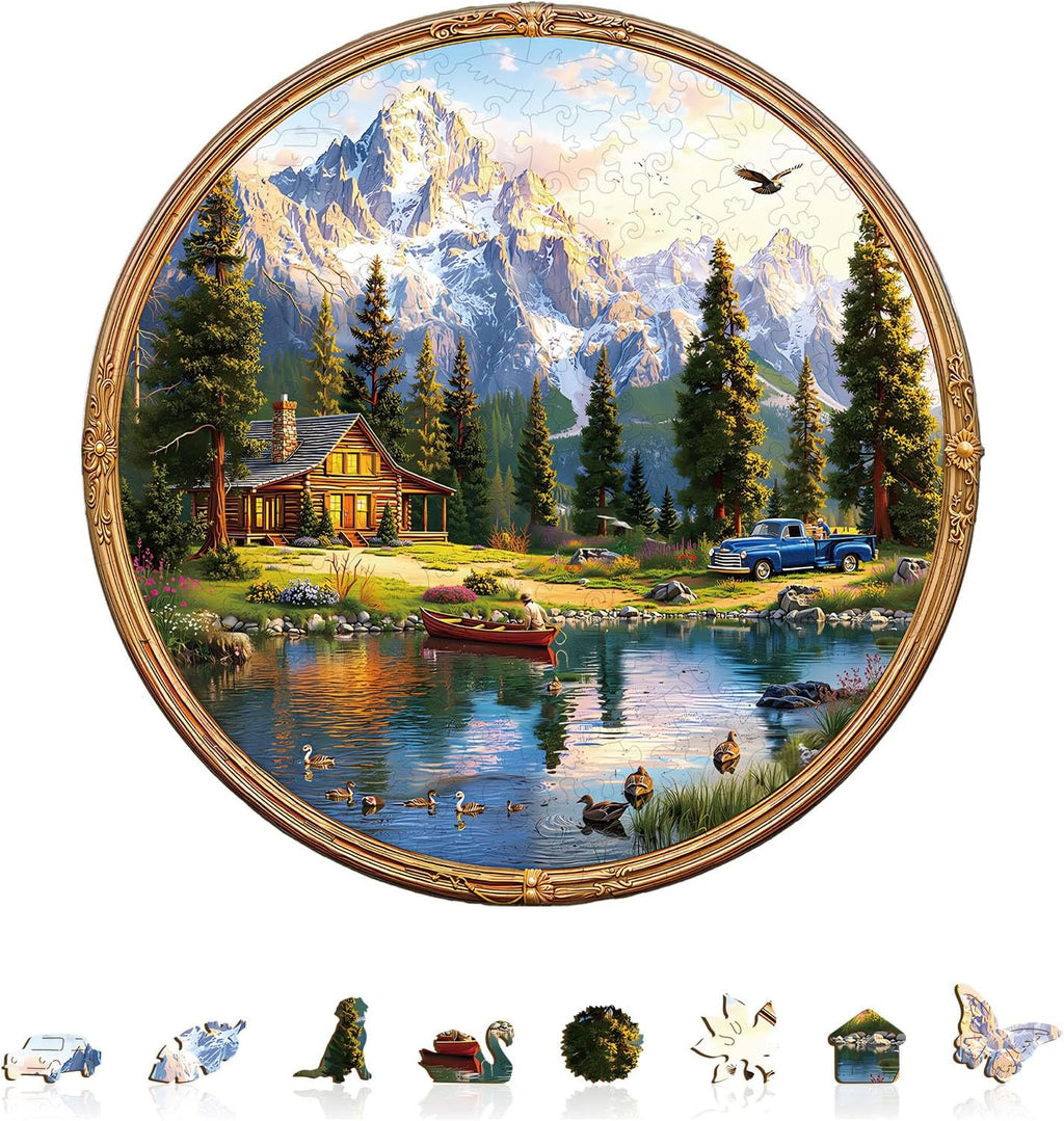 Rompecabezas de ocio junto al lago para adultos, regalos de madera, 265 piezas, 13.4 x 13.4 pulgadas