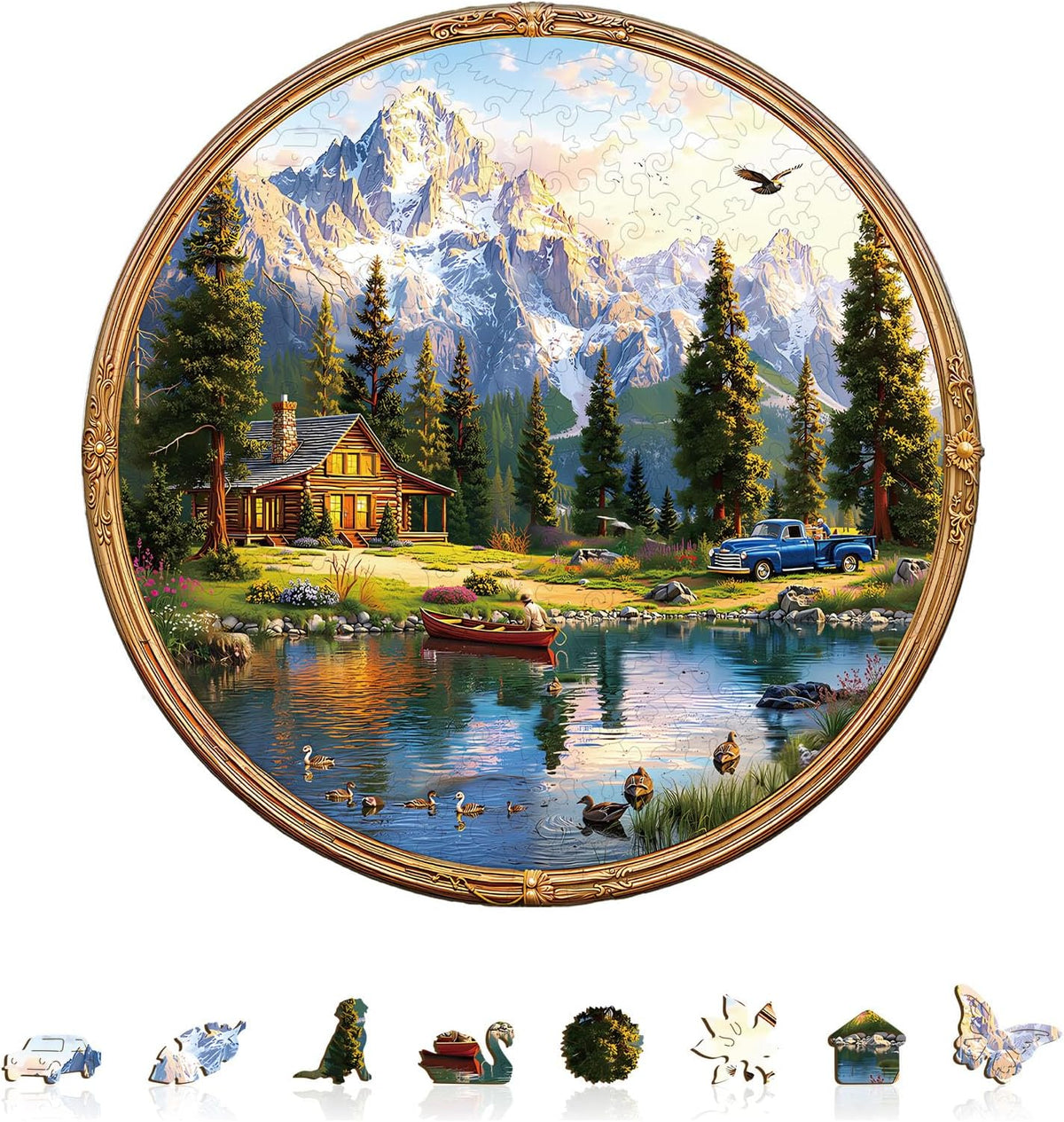Rompecabezas de ocio junto al lago para adultos, regalos de madera, 265 piezas, 13.4 x 13.4 pulgadas