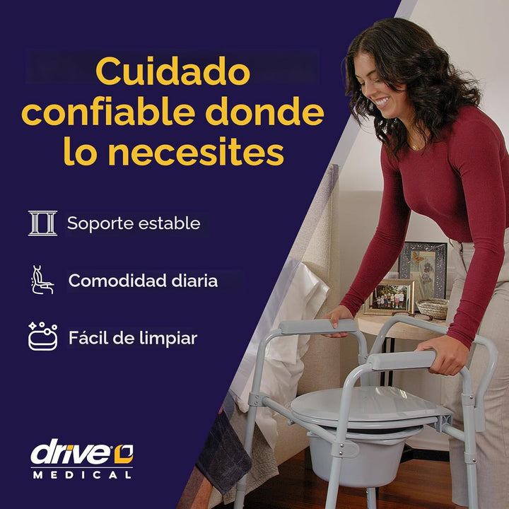 Drive Medical Inodoro de acero plegable portátil