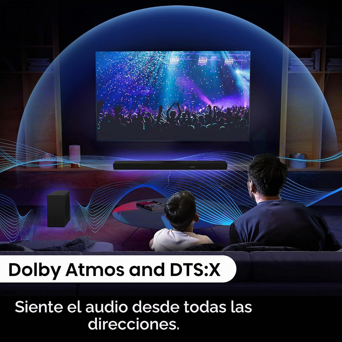 Hisense AX3100Q Barra de sonido de 3.1 canales con subwoofer inalámbrico, Dolby Atmos, DTS:X, canal central, control de aplicación y control remoto, Bluetooth 5.3, listo para Roku TV, 7 modos de ecualización