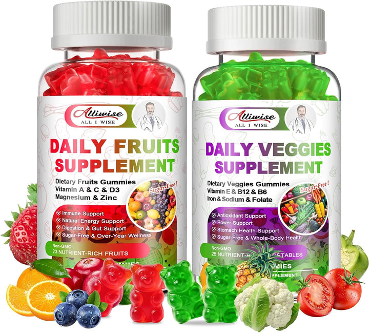 Gomitas de frutas y verduras sin azúcar, súper verduras con 23 frut...