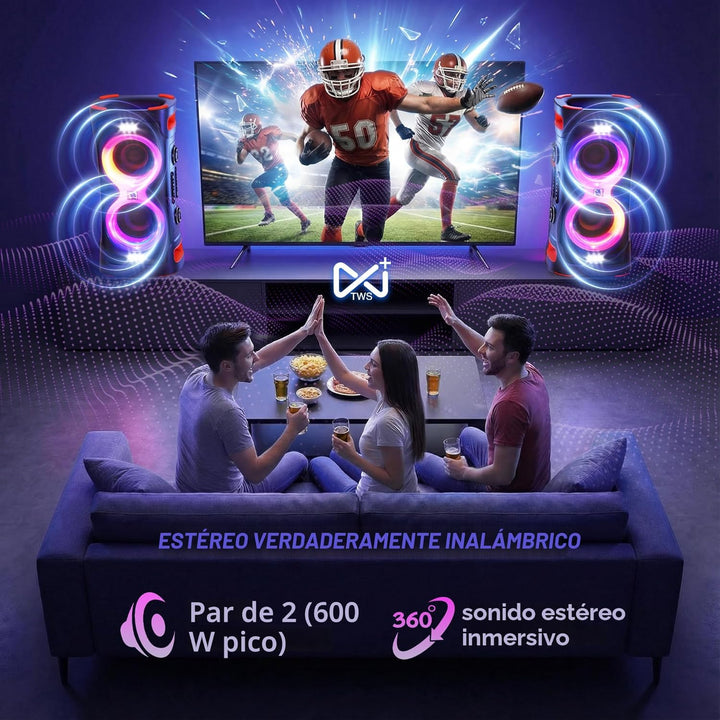 SunTrok Altavoz Bluetooth para fiestas: 300 W pico potente sonido e...